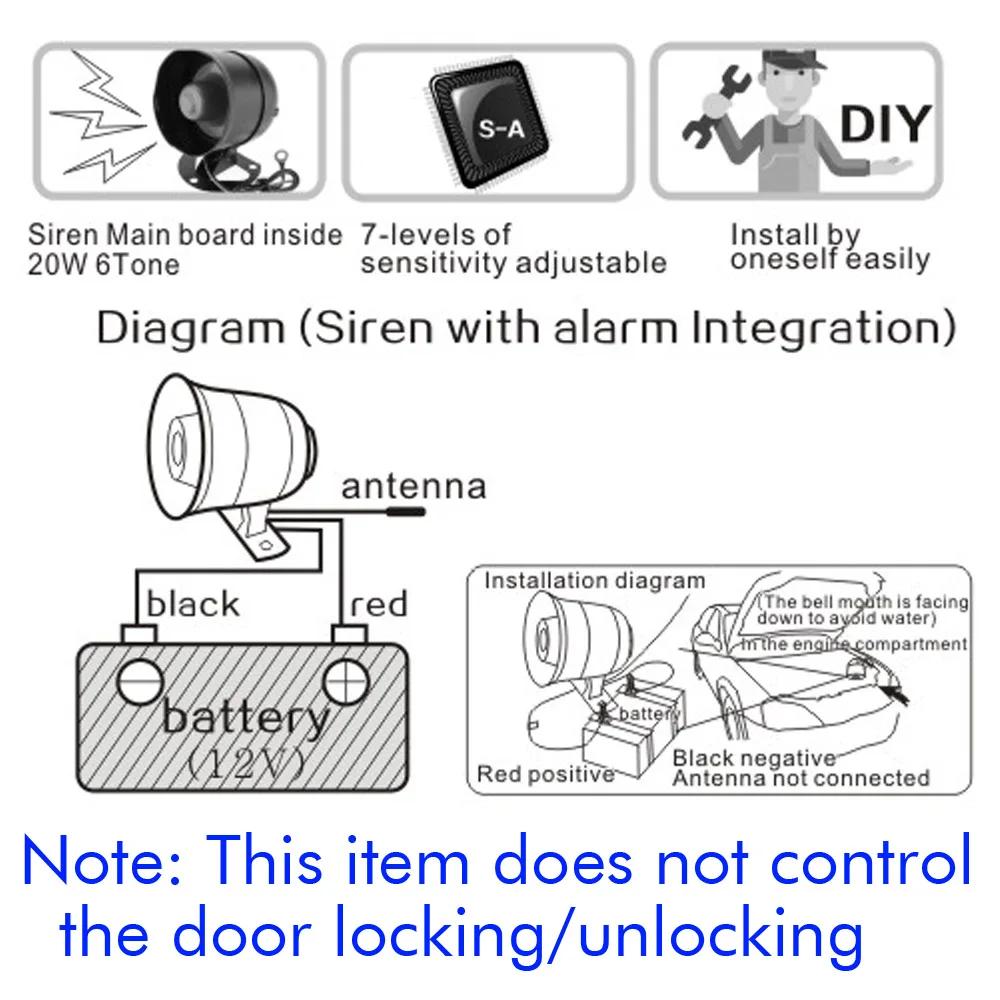 Portable Universal 12V Vehicle Burglar Alarm Security Protection Auto Car Alarm System & 2 Remote Control Auto Burglar
