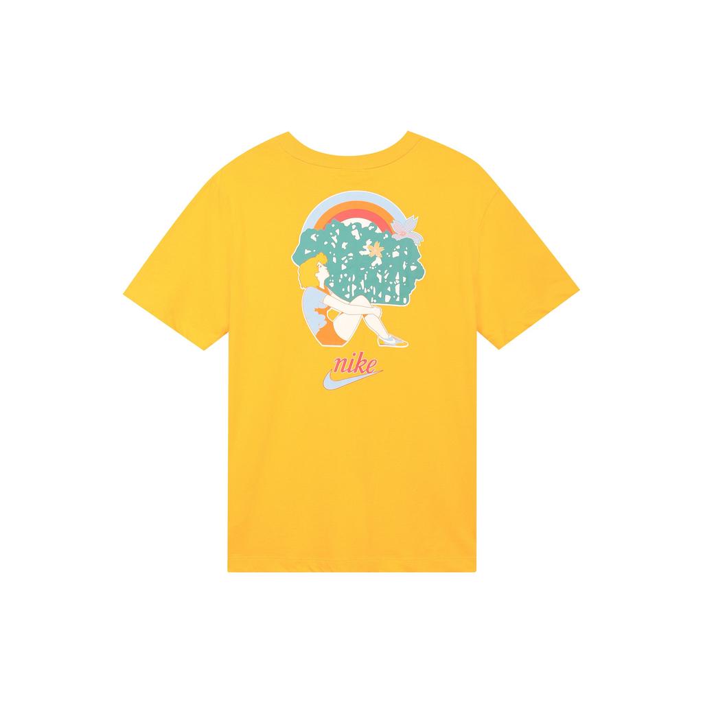 Nike Cartoon Pattern Print Logo Round Neck Vintage Short Sleeve T-Shirt Women Tops Yellow DV3204-739
