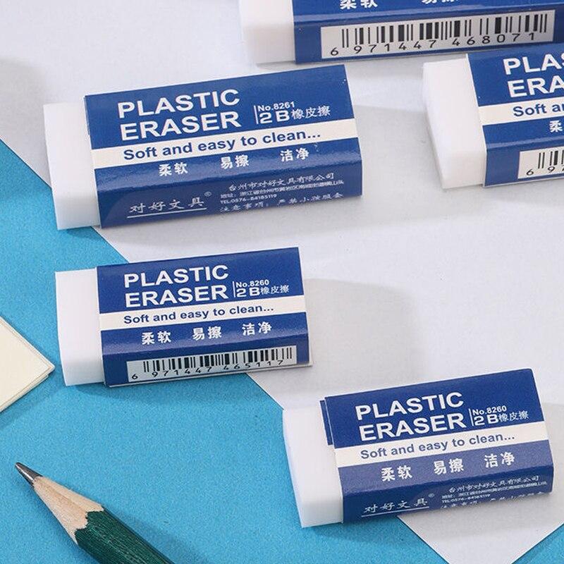 10pcs 2b White Pvc Eraser Clean And Mess Free Student Exam Office Sketch Soft Eraser