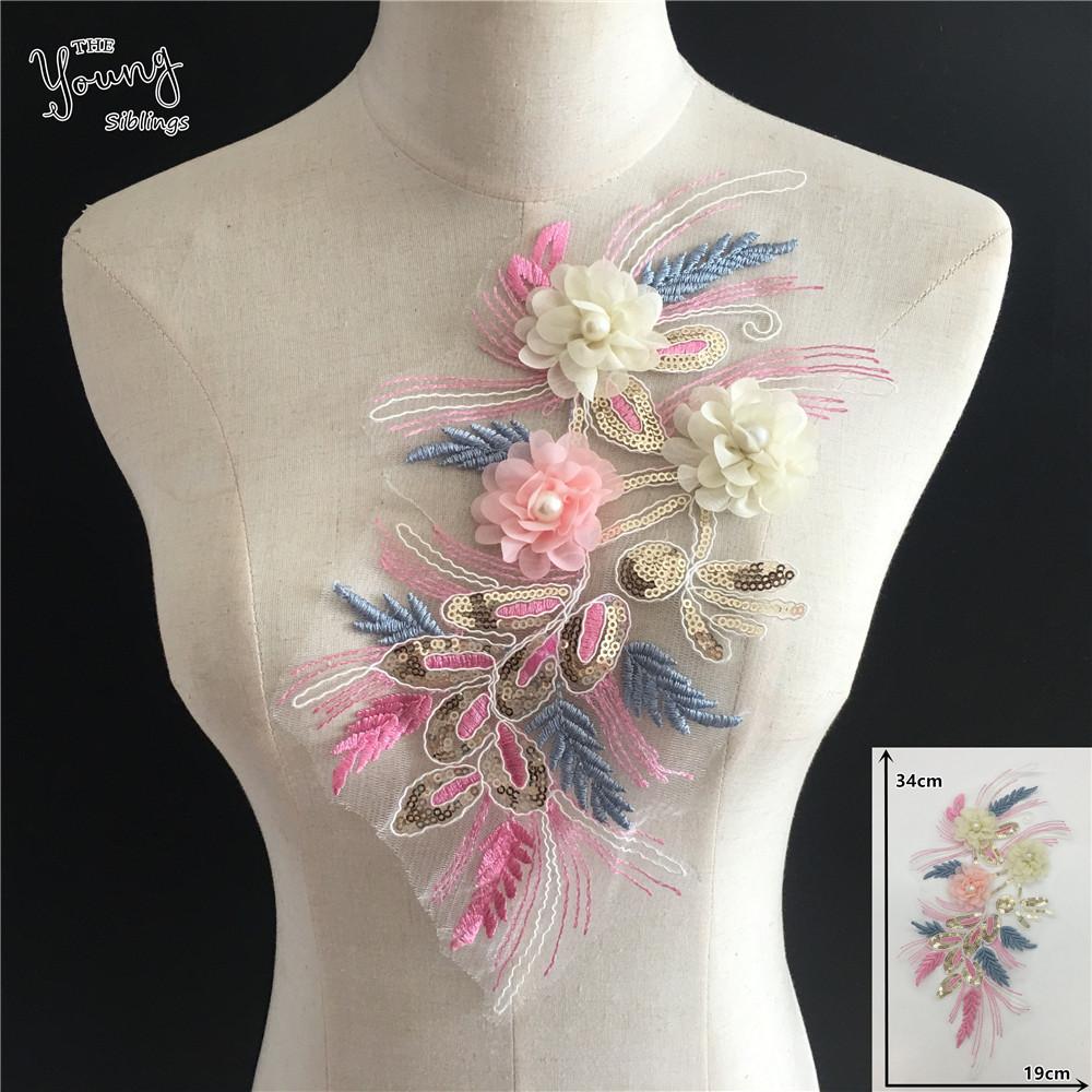 Computer Embroidery Three-Dimensional Dip Sequins Embroidery Lace Collar Diy Dress Accessories