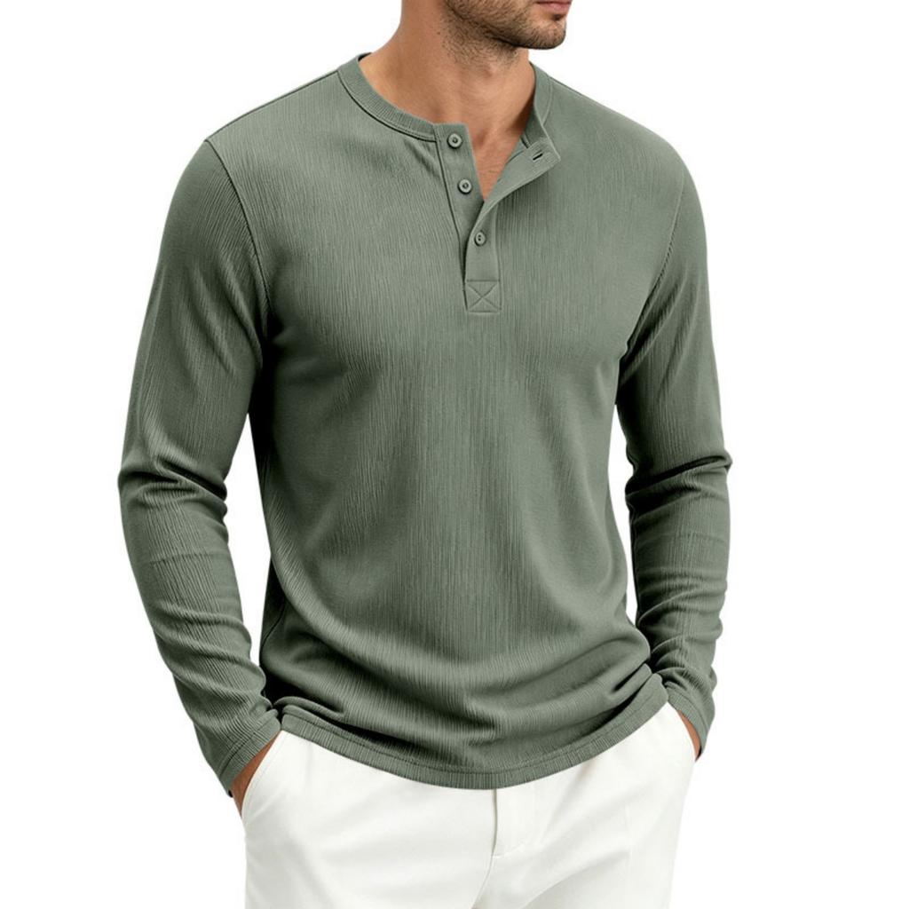 T-shirt à manches longues coupe ample pour homme, côtelé, respirant, pour un usage quotidien décontracté