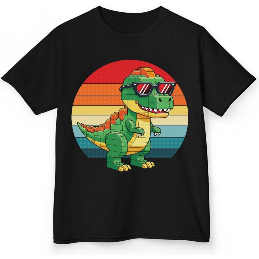 

Kids Building Blocks T-Rex Shirt, Dinosaur Bricks Dino, Master Builder Boy Birthday Gift T-Shirt XXXXXL чорний