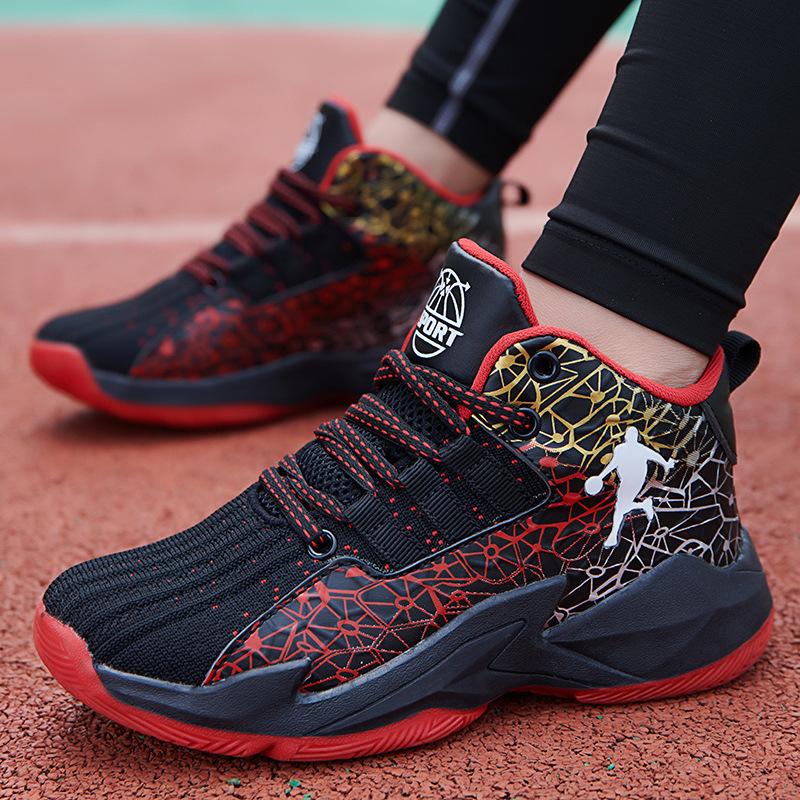 Zapatillas de baloncesto juveniles para hombre de caña alta de malla transpirable, antideslizantes y resistentes al desgaste, zapatillas de combate real para estudiantes, zapatillas deportivas para niños, para mujer