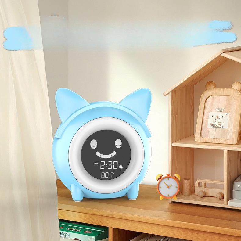 Cartoon Cat Mini Alarm Clock New Children's Sleep Wake Clock Creative Digital Electronic Clock with Night Light