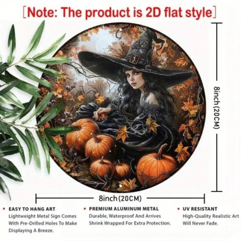 Aluminum Round Witch Sign 20x20cm Home Garden Wall Decor