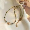 Natural stone crystal beaded necklace simple retro temperament collarbone chain light luxury versatile high-end jewelry women
