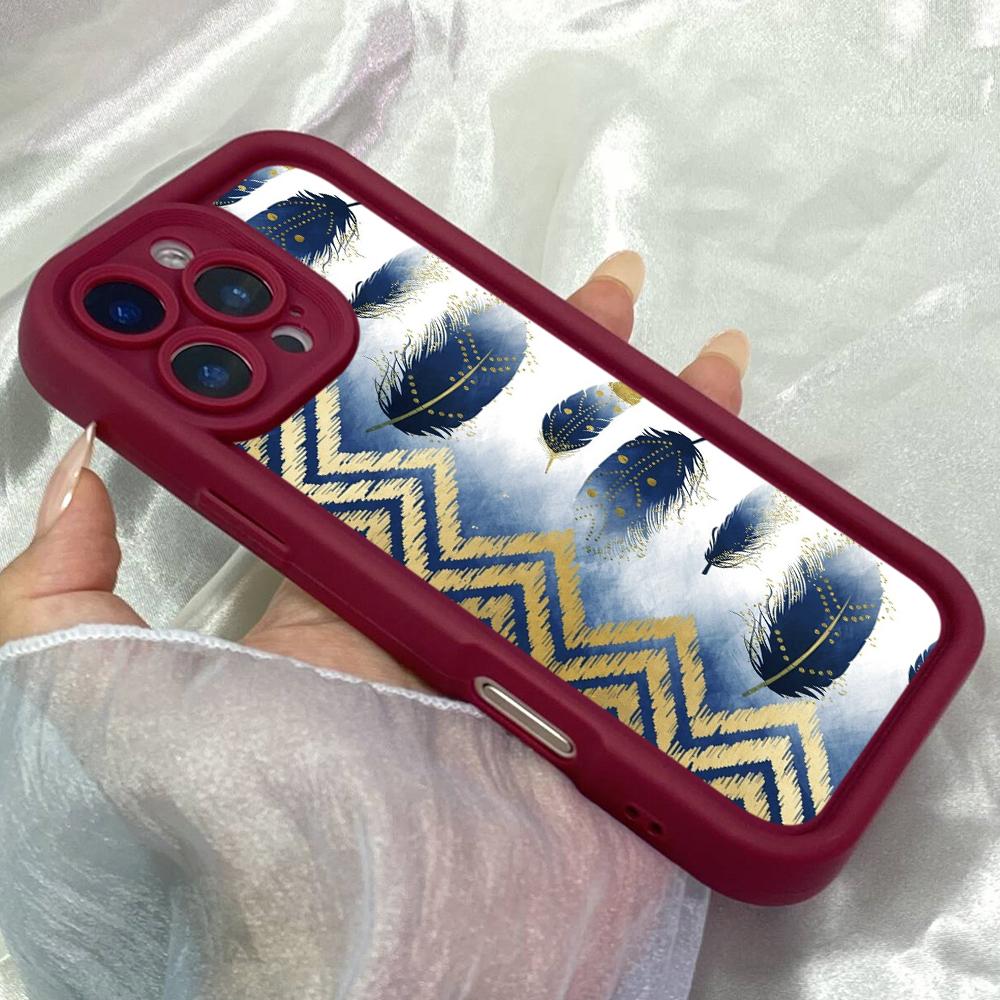 JT104 bright color feathers for iPhone 17 16 15 14 Pro Max Samsung S26 S25 S24 Ultra A17 A16 A07 A56 A06 Xiaomi 15T Redmi 14C 15c Soft TPU Case