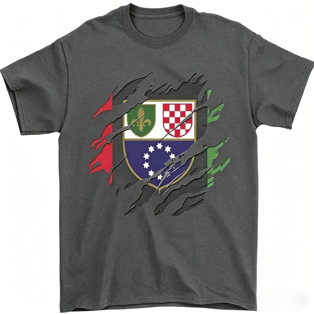 Hot Trending Torn Bosnia and Herzegovina Flag Day Football TShirt Design Preview Only Tshirt 2026 Unisexs Womens Cotton Tshirt