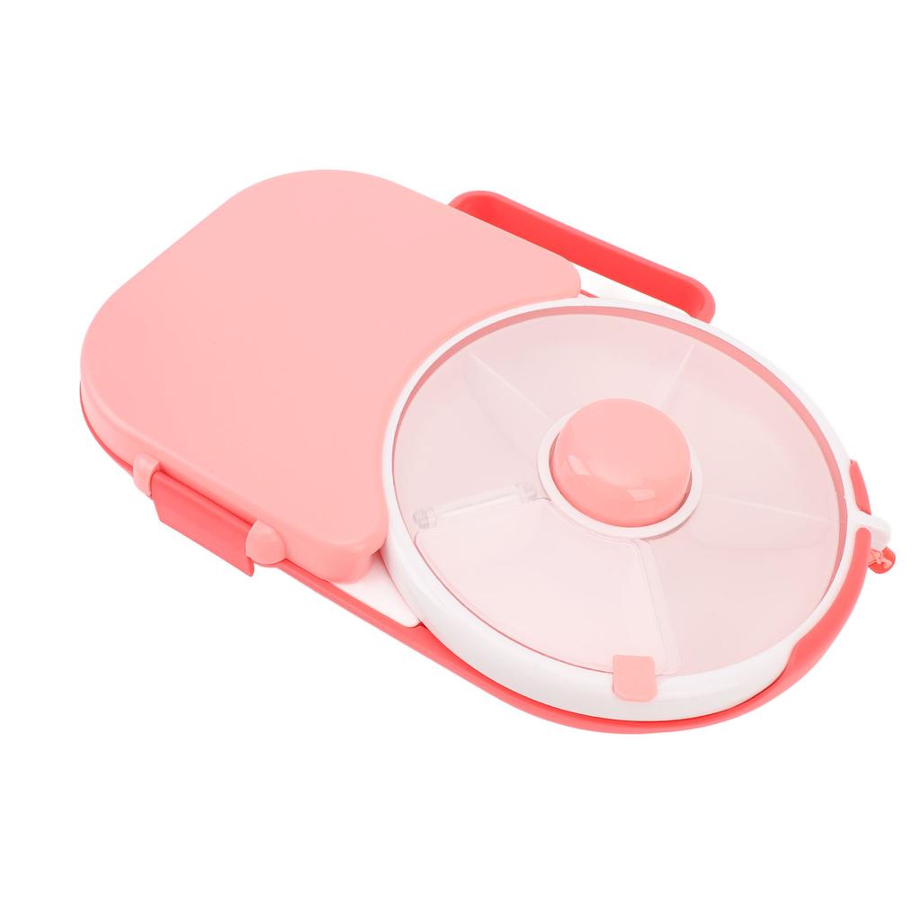 Snack Rotating Container with Lid Sealed Plastic Rotating Snack Storage Box for Outdoor Coral Pink