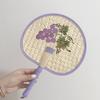 Retro Palm Fan For Summer Home Hand-Woven Straw Fans Bossom Plum Flower Embroidery Summer Cooling Hand Fan