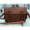 Leather Messenger Laptop Briefcase Satchel Bag (Brown Crazy Goat) Men's Vintage