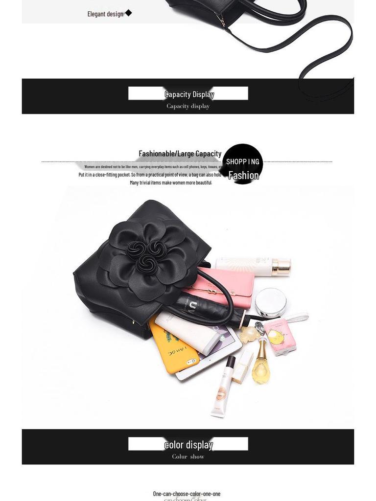 2025 Women's Rose Handbag: Elegant Large Capacity Crossbody & Shoulder Bag