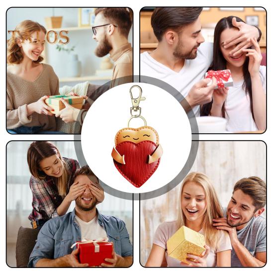 Håndlaget Fuskepels Hjerte Nøkkelring Lykke til Dekorativ Kjærlighetsanheng Nøkkelring Vesker Ryggsekker Biler Tilbehør