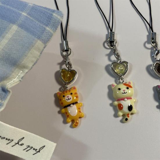 1/6Pcs Keychain Heart Cat Styling Design Keyring Phone Decoration Kitty Phone Charm Multifunctional Charm Key Holder