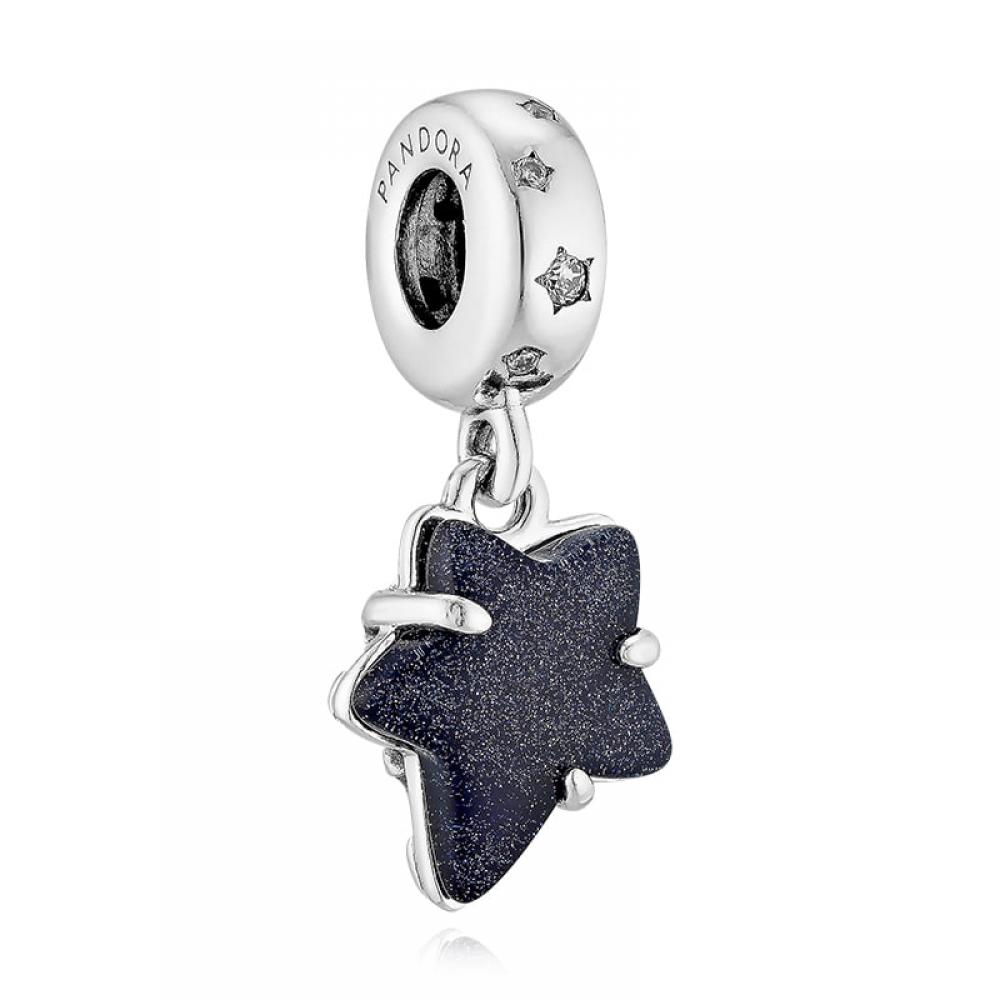 PAndora 792368c01 Celestial Galaxy Star Murano Pendant And Dangle Silver Charm