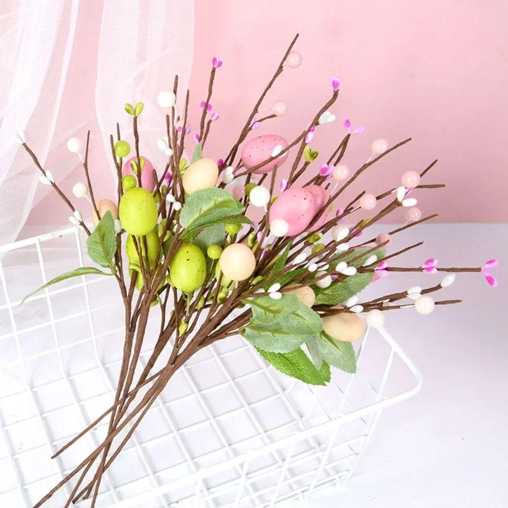 Easter Decoration Egg Cuttings Artificial Flowers  for 2024 Easter Home Party Supplies