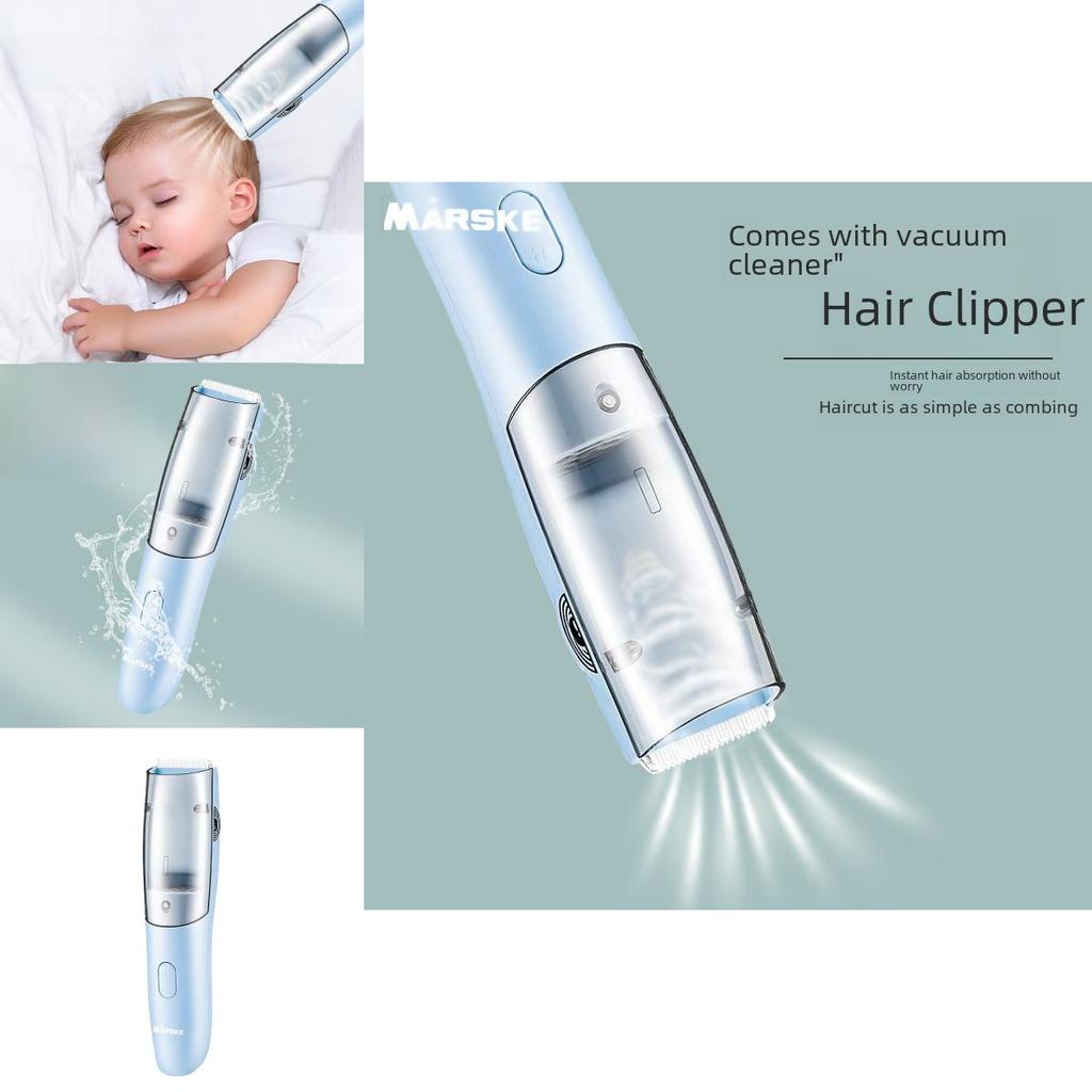 Wiederaufladbarer Baby-Haarschneider Wasserdicht USB Blaue Keramikklinge Leiser Motor