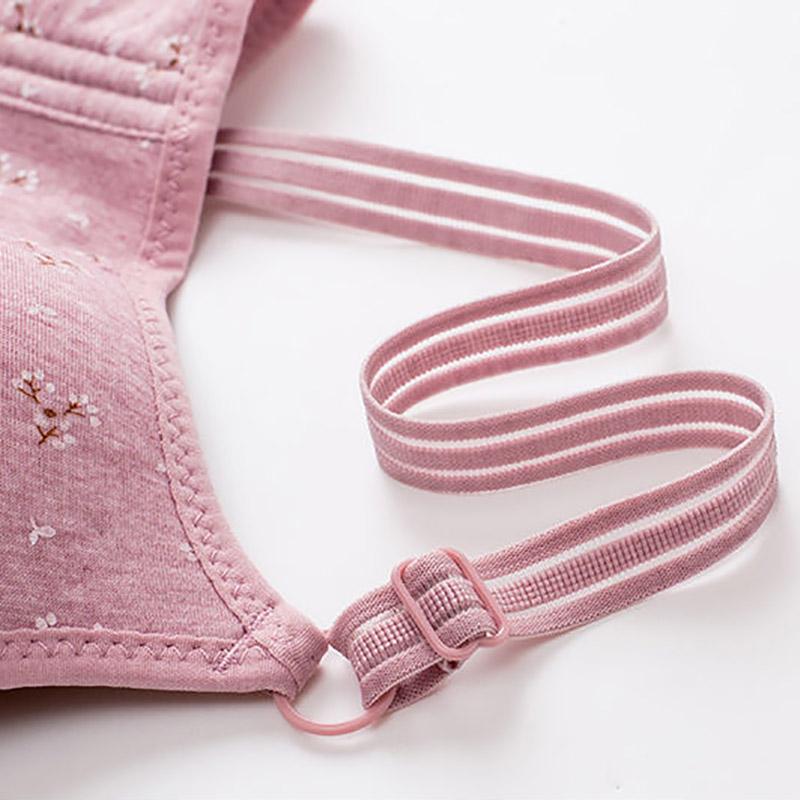 Comfortable Cotton Printed No Steel Rings Gathering Adjustable Anti-sagging Women's Lingerie Bra