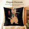 Japanese Style Cat Cushion Cover Natural Linen Organic Fabric DoubleSided Printing Sofa Home Decor Gift Pillow Case