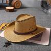 Big Eaves Jazz Straw Hat Women's Summer Outdoor Travel Sunscreen Shade Mountaineering Hat Fashion Western Cowboy Hat Men's