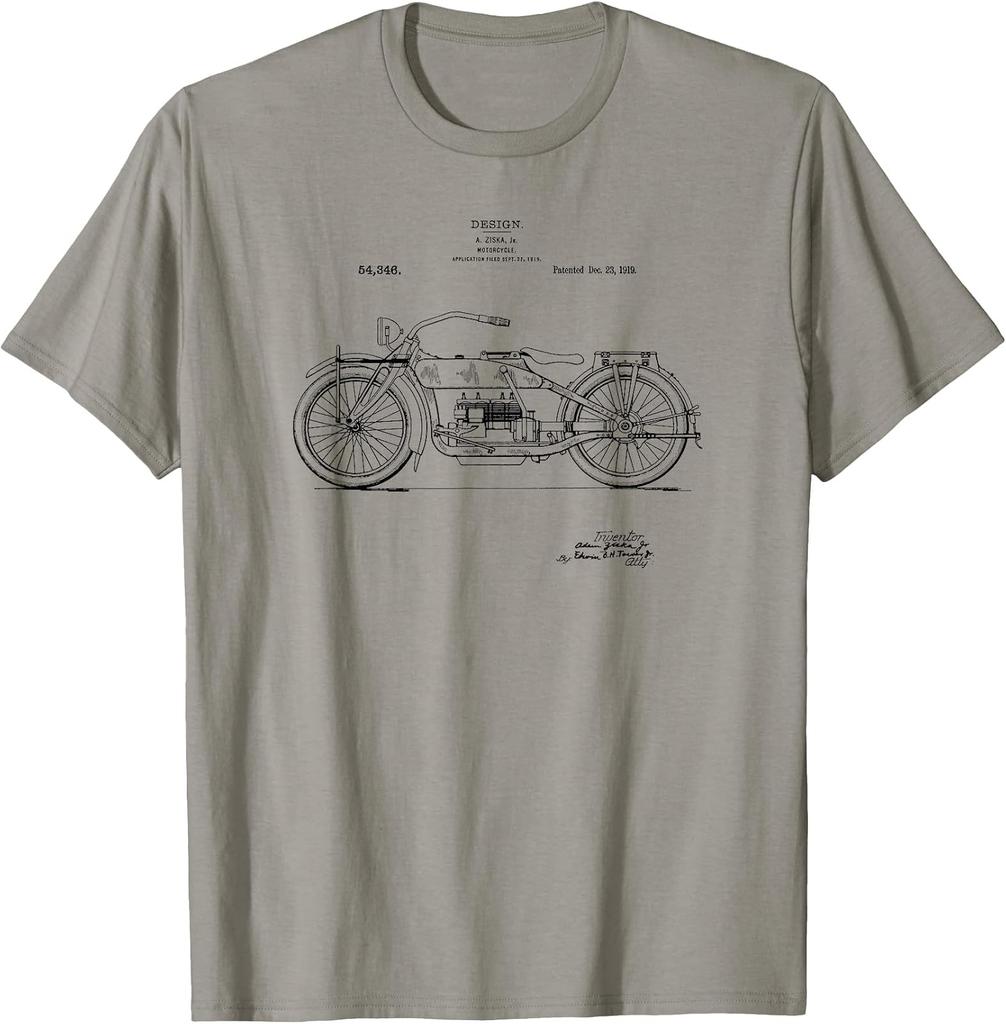 Retro 1919 Motorcycle Patent Print T-Shirt - Classic Vintage Style