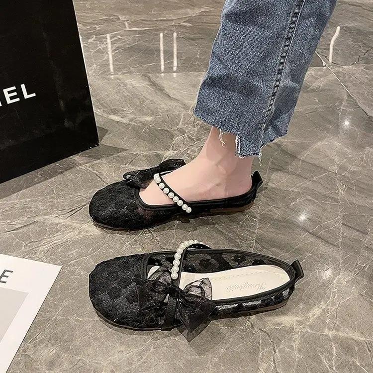 

Fashion Pearl With Bow Woman Footwear Fashion 2025 On Offer Designer Luxury Original Trends New Arrival In Casual Deals Shoes for Women 35