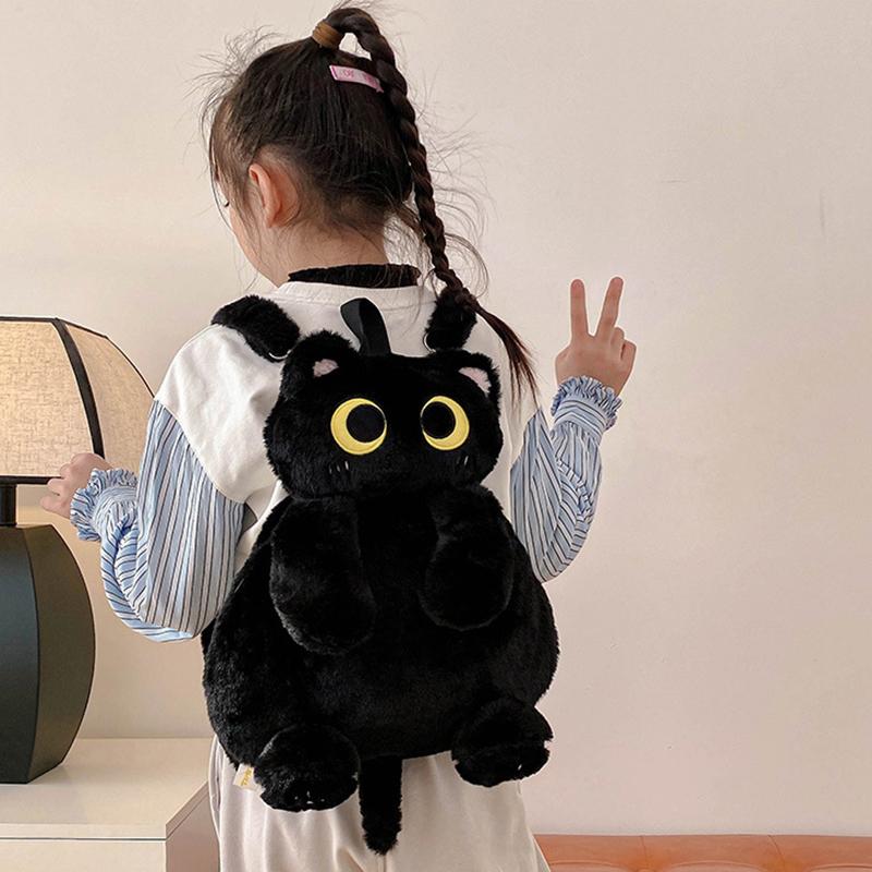 Kawaii Big Eyes Cat Plush Backpack Cute Large-Capacity Stuffed Animals Bags Girls Soft Toy Gifts