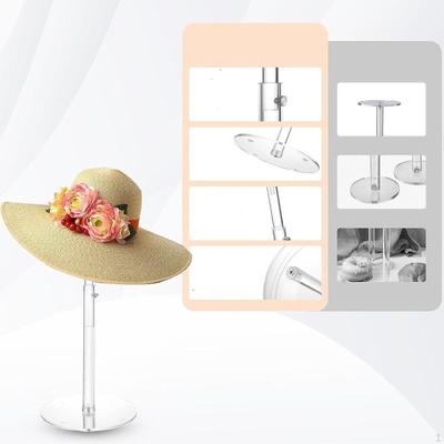 Acrylic Hat Stand Wig Holder Decor Adjustable Height Display Baseball Rack for