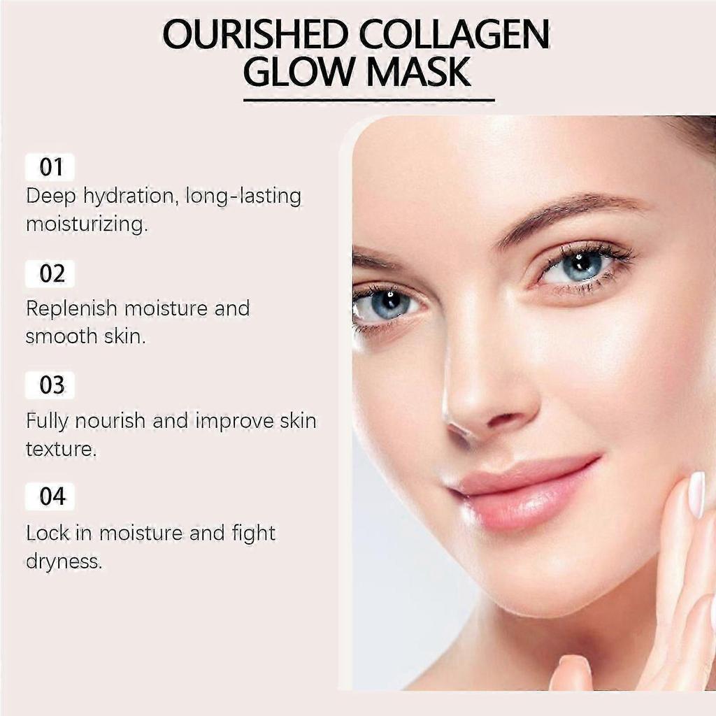 Revitalisierende Kollagen Feuchtigkeitsspendende Gesichtsmaske - Tiefenfeuchtigkeit, Aufhellende Hautpflege für einen strahlenden, genährten Teint (4 Packung)