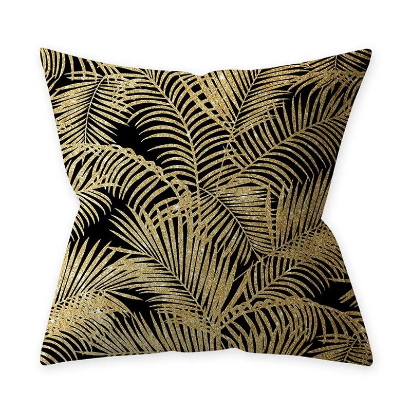Golden Black Pattern Decorative 45*45CM Cushion Cover Polyester Throw Pillowcase Sofa Home Car Decorative PillowCover