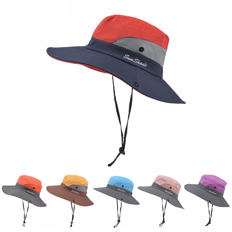 Summer Ponytail Hat Wide Brim 