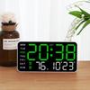 Voice-Activated Wake Up Alarm Clock Adjustable 12/24H LED Digital Wall Clock Control Temperature Date Brightness Hanging Clock