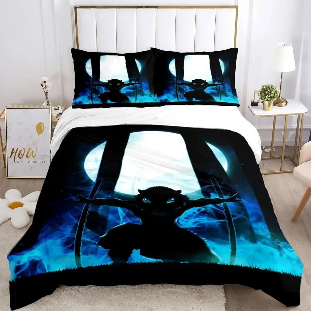 Comforter Top 3D Anime Demon Slayer Print Bedding Set Nezuko Queen Double Single King Size For Kids Adults Gift