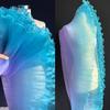 30cm Width Pleated Lace Organza Fabric Water-Shimmer Effect Pleated Mesh Wedding Dress Material Transparent Fabric