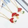 Cute Red Painting Cartoon Mushroom Necklace Simple Resin Metal Necklaces For Women Girls Fashion Jewelry