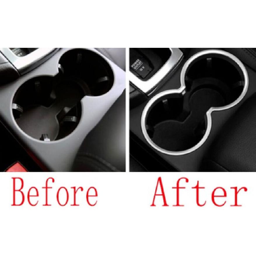 For Porsche Macan 2015- Gloss Silver Central Console Water Cup Cover Trim