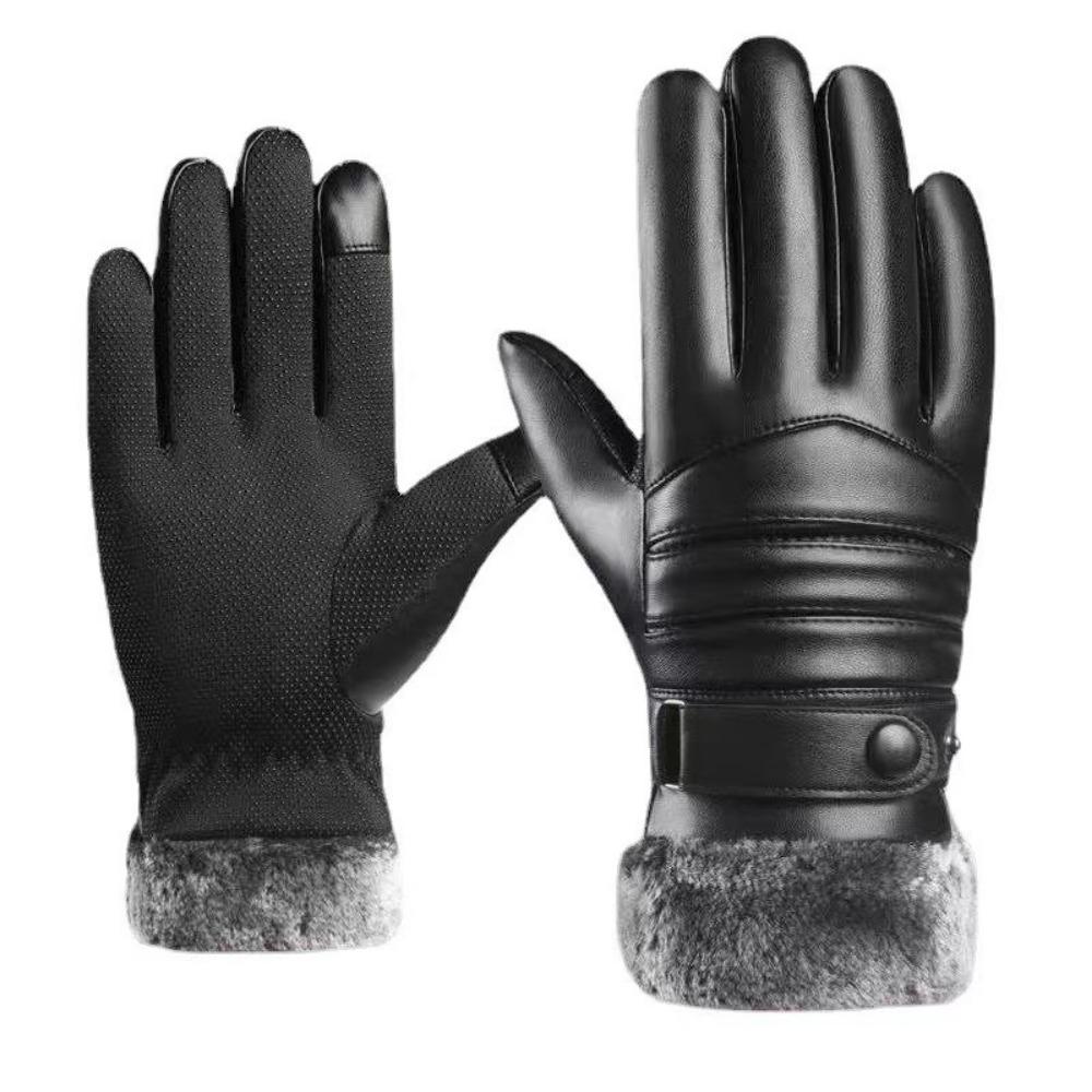 Winter Men's Warm Leather Gloves Cycling Skiing Cold Windproof Gloves Outdoor Motorcycle Gloves