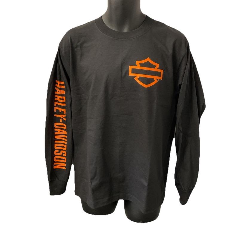 Harley Davidson Herren Bar & Shield Outline Herren Langarm T-Shirt Rundhals Weicher Stretchstoff Lässiges Oberteil