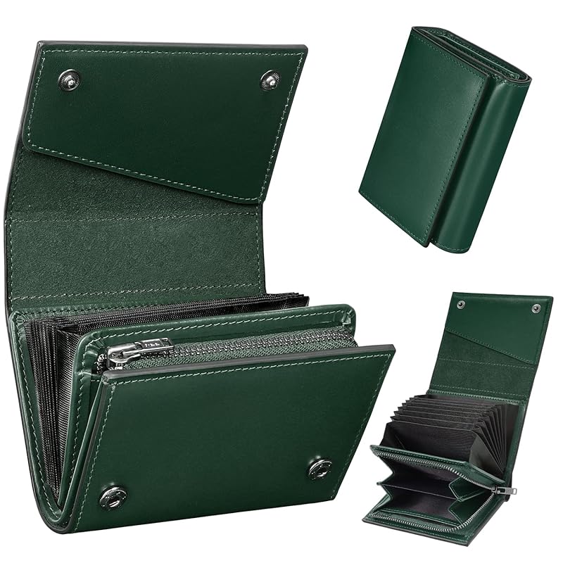 

[GSG]Wallet men s bifold compact tochigi leather popular brands Compact (box type) YKK zipper coin purse Holds a lot of cards) Prevents skimming