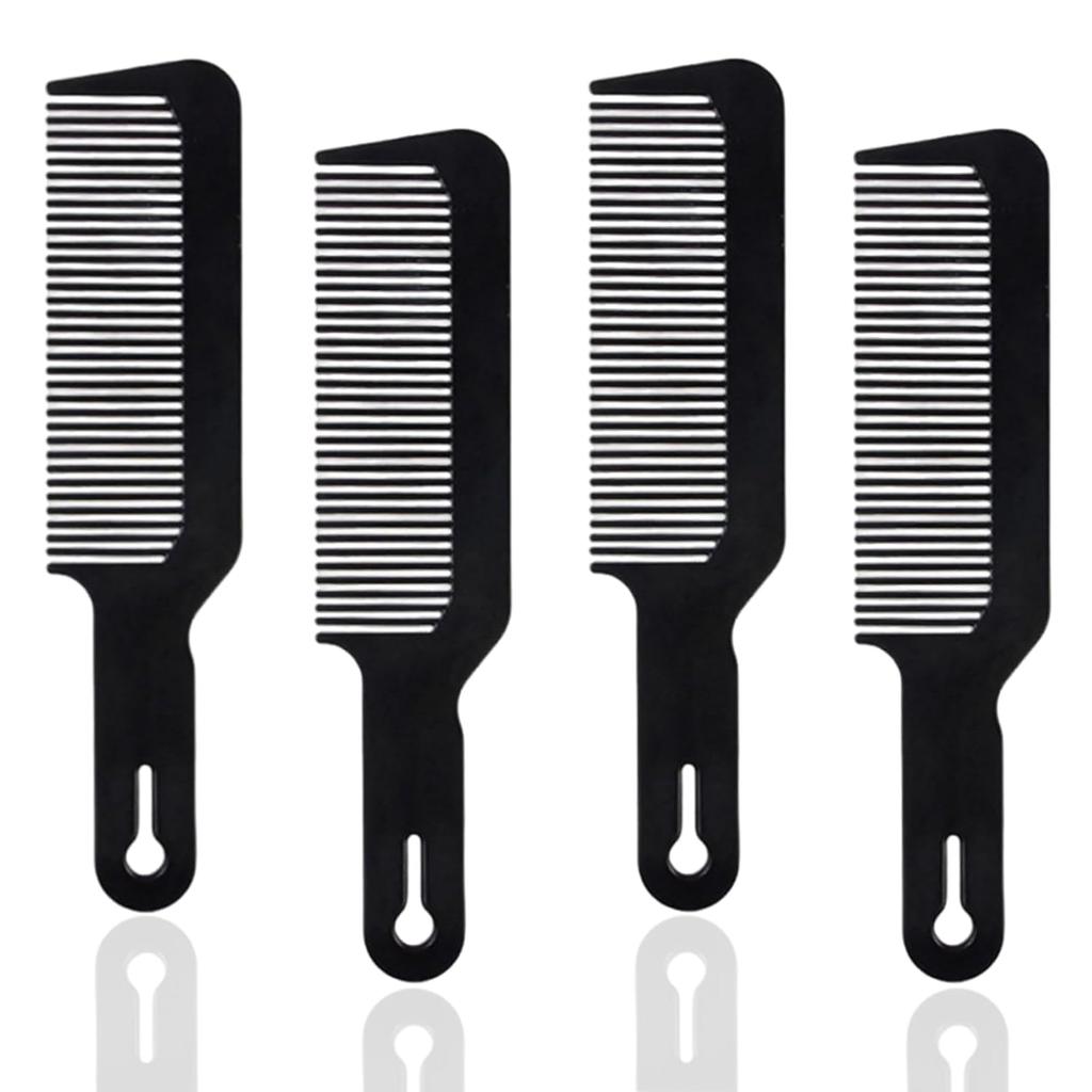 4-Pack Black Hair Combs Set – Durable, Heat-Resistant Flat Top and Fading Combs for Barbers, Stylists & Home Use, Anti-Static, Versatile, Ergonomic
