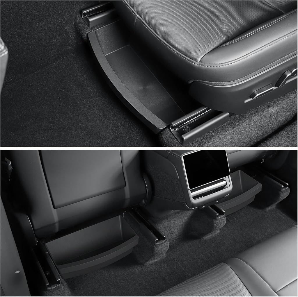 2PCS UnderSeat Storage Organizers For Tesla Model Y Juniper 2025 2026 1st Row Under Seat Storage Box Driver & Passenger Organize