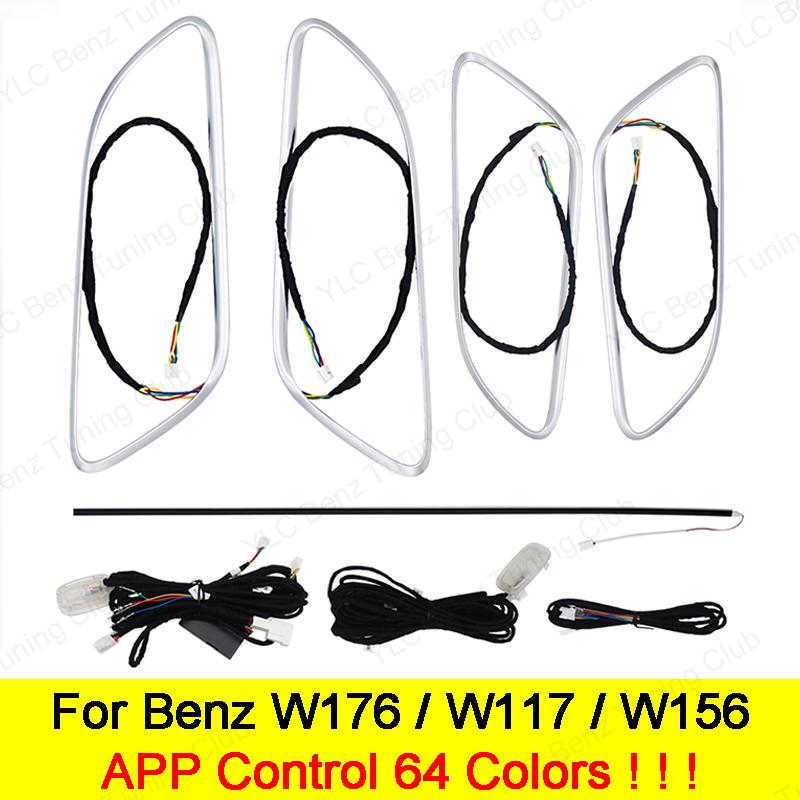 For Mercedes-Benz A CLA GLA W176 W117 W156 Ambient Light Kit Turbine Air Vent 64 Colors Light