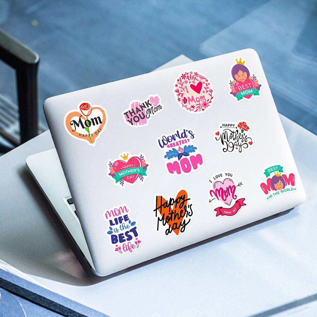50 PCS Mother's Day Heart Stickers - 'Happy Mother's Day' Decals for Gifts, Journals, DIY