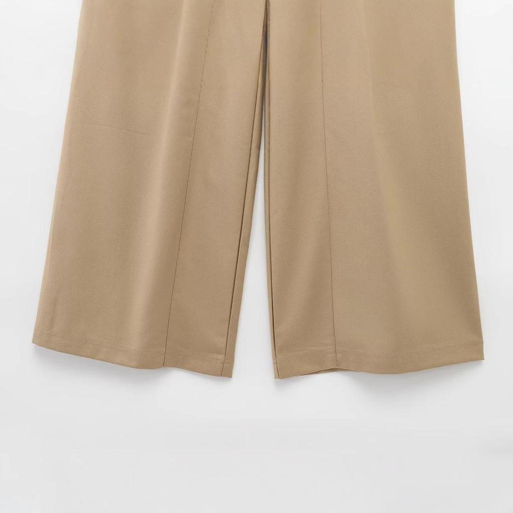 2025 Spring Women's Retro Plaid Patchwork Wide-Leg Pants