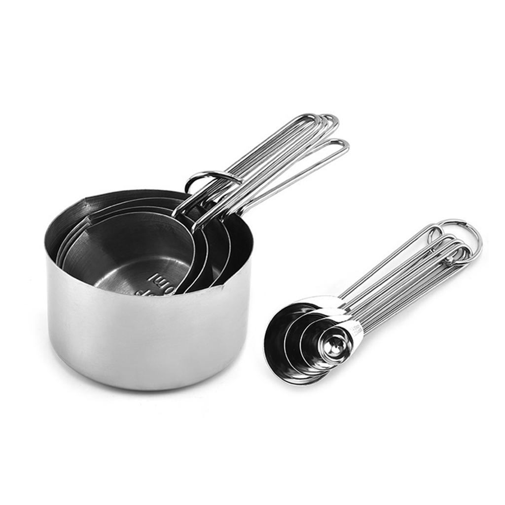 8PCS Stainless Steel Measuring Cup Kitchen Measuring Spoon For Baking Tea Coffee Kichen Accessories Measuring Tool
