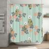 Cute Cartoon Polar Bear Shower Curtain Floral Print Fabric Bath Decoration Waterproof Home Decor Bathroom Accessories (Mint Gree