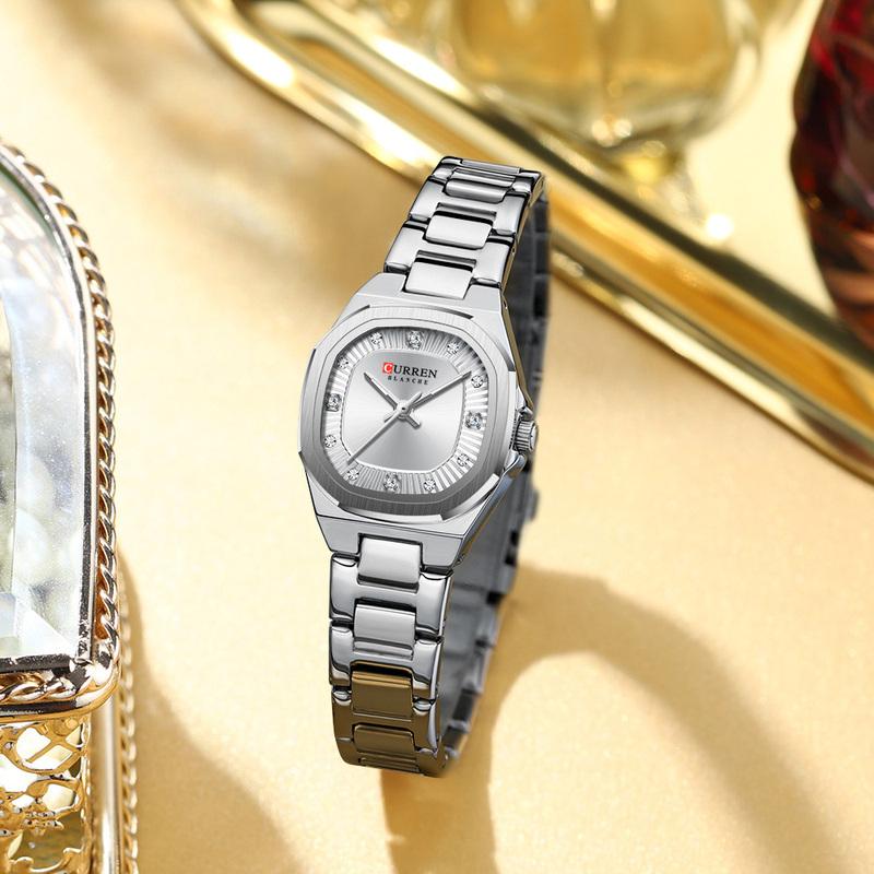 CURREN Gold Women's Watch Diamond Accents Stylish Stainless Steel Band, Elegant Design Comes with Free Box