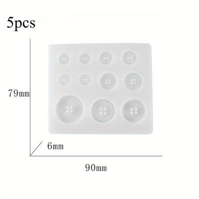 White Silicone Button Mold 5 Pcs for Epoxy Resin Crafts DIY Jewelry Making Durable Decorative Buttons Versatile Designs