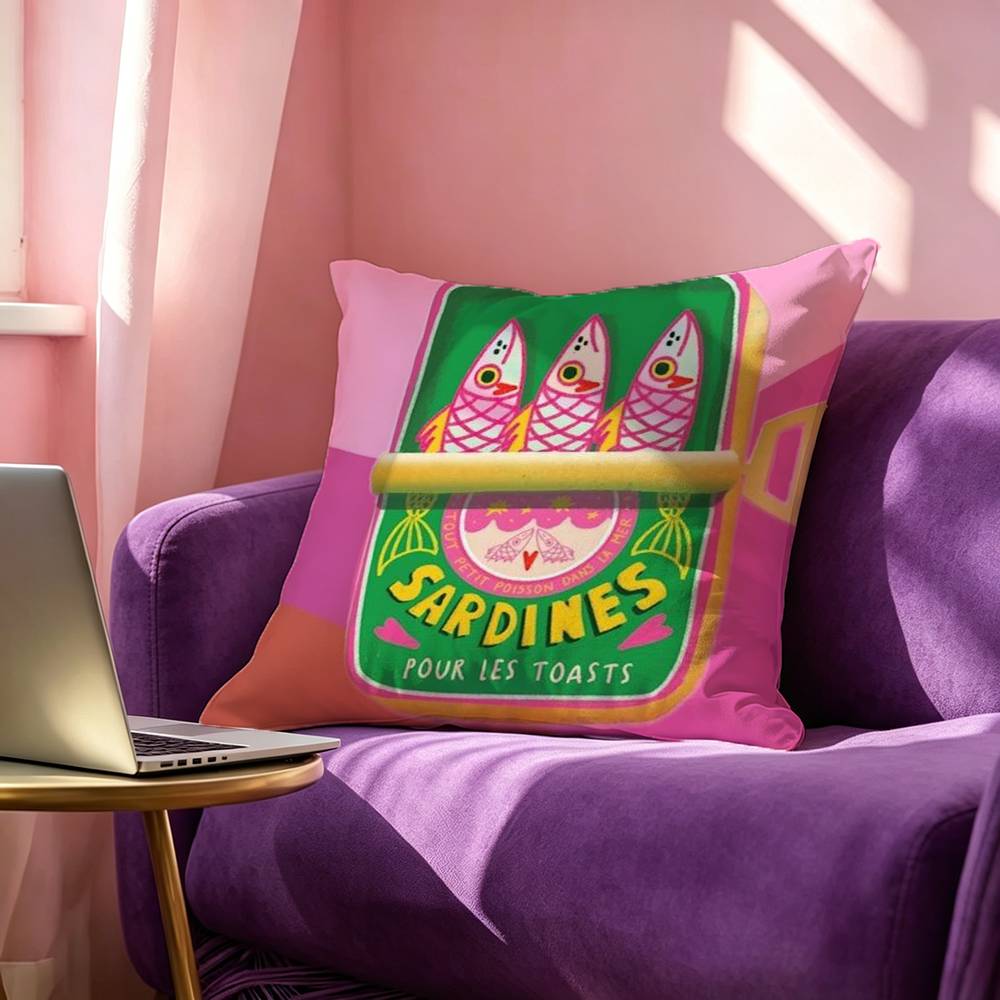 Sardines Canned Square Double-Sided printed Pillow Case Bedroom Bedside Pillow Sofa Cushion Cover