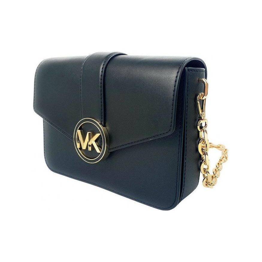 Michael Kors MK Carmen Classic Leather Chain Commuter Flap Shoulder Bag Women Bags Black 35S2GNML2L-BLACK